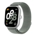 Smartwatch with woven nylon replacement band, featuring a square dial and digital crown. - Suitable for Xiaomi Mi Band 8/9 Pro, Redmi Watch 4/5 / 20# Grey-Green