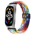 Correa de repuesto magnética de nailon trenzado colorido compatible con pulsera inteligente - Xiaomi Mi Band 3/4 / Arcoíris oficial - carcasa plateada