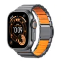 Titan Metall Magnetarmband Smartwatch kompatibel mit Apple Watch Ultra, Outdoor Sport. - 42-49mm / Grau-Orange