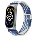 Cinturino magnetico in nylon intrecciato per fitness tracker, elegante accessorio di ricambio. - Xiaomi Mi Band 3/4 / Blu e bianco - cassa argento