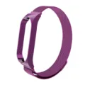 Vista dettagliata del cinturino di ricambio milanese in metallo viola per smartwatch. - Modello Band 7 / Viola