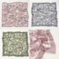 Pañuelo cuadrado de seda sintética con estampado floral, accesorio elegante mujer. - RY-26