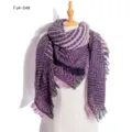 Thickened gradient yarn plaid scarf shawl, cozy winter accessory for women and men. - Purple