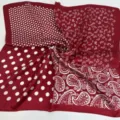 Red silk square scarf featuring elegant polka dot and classic paisley print designs. - Red and White Paisley
