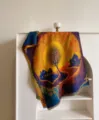 Artistic woven throw blanket with vintage landscape painting design, warm and cozy decor. - Sunset Trees