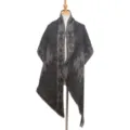 Thickened dark grey diagonal shawl winter scarf, cozy loop yarn fashion winter wrap. - Black