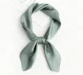 Effen salie groene zijden vierkante sjaal, elegante moerbei zijden halsdoek voor dames. - 53x53cm / Grijsgroen