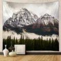 Mountain tapestry wall hanging scenic nature forest home decor aesthetic fabric backdrop for bedroom - 73*95CM (Cross-border Brushed)