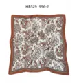 Detailed view of women silk square scarf featuring classic paisley floral pattern and border. - 70*70cm / All-Over Coffee Paisley RY-41