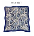 Womens silk square scarf elegant paisley print satin neckerchief for daily wear fashion. - 70*70cm / All-Over Navy Paisley RY-42