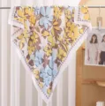 Floral satin square scarf for women, lightweight spring and summer fashion versatile thin shawl. - White Floral Rhythm RY-60
