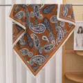 Paisley print brown square scarf silk-like lightweight head wrap shawl for women summer - RY-55