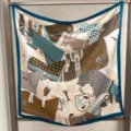 Luxury silk square scarf with classic equestrian horse pattern, elegant fashion shawl for women. - Vintage Equestrian RY-01