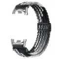 Cinturino in nylon intrecciato con connettore in metallo e fibbia per smartband grigio - Connettore argento - cioccolato fondente (fibbia magnetica)