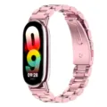 Bracelet de montre de remplacement en metal acier inoxydable rose pour bracelet connecte. - Design à 3 Perles / Rose rosé
