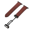Premium brown leather magnetic folding clasp watch strap compatible with Apple Watch. - 42/44/45/46/49 mm / Burgundy