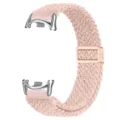 Ροζ πλεγμένο λουράκι smartwatch από νάυλον με μεταλλικούς συνδέσμους και ρυθμιζόμενη αγκράφα - Ασημένιος σύνδεσμος - ροζ αστρόφως (μαγνητικό κούμπωμα)