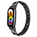 Bracelet de montre de rechange en métal acier inoxydable avec strass pour tracker. - Style Strass X / Noir