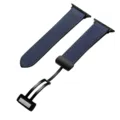 Blue silicone leather watch strap with black magnetic folding clasp compatible Apple Watch - 42/44/45/46/49 mm / Midnight Blue