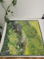 Oil painting style square silk scarf 53cm, elegant floral print thin neckerchief for women. - Van Gogh Grass and Butterflies