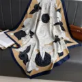 Elegante 90cm imitatie zijde vierkante sjaal met klassieke bloemenprint, zomer sjaal. - RY-01
