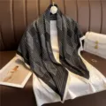 Elegant black and white geometric silk scarf stylish chic neck wrap women accessory. - RY-06
