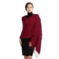 Herfst winter effen kleur imitatie kasjmier kwastje sjaal warme omslagdoek dames stijl - Wijnrood (004)