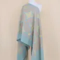 Elegant cashmere embroidered scarf shawl with gold thread floral design for women warm travel - Emerald Green