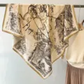 Vintage world map print silk scarf, elegant retro animal art design square scarf for women. - Northern Hemisphere Forest-Beige Yellow