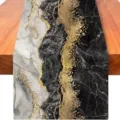 Moderno runner da tavola astratto con motivo marmo nero e oro per decorazioni per la casa - Marmo Doratura Nero Bianco Grigio