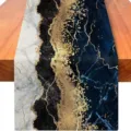 Corsia da tavolo marmo blu foglia oro lussuosa decorazione per sala da pranzo moderna casa - Marmo Doratura Nero Bianco Blu