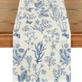 Botanical floral and butterfly print table runner linen spring style table decor dining mat - 33*180cm / Style 8