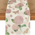 Vintage floral butterfly table runner linen print for dining table decoration and home decor - 33*180cm / Style 9