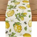 Lemon pattern linen table runner spring summer home dining table decor fabric cloth - Style 10 Placemat / 30*45cm