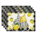 Lemon Gnome Placemat Set, Black Buffalo Plaid Summer Table Mat for Kitchen Dining. - Style 8 Placemat / 30*45cm