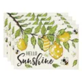 Lemon and bee linen placemat set of 4 summer kitchen table decor dining mat variant - Style 10 Placemat / 30*45cm