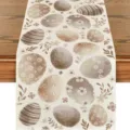 Easter table runner linen watercolor floral eggs dining table decoration for home party - Style 9 Table Runner
