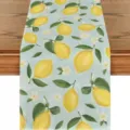 Lemon table runner summer floral linen dining table decoration for home party 183x33cm - Style 21 / 33*183cm