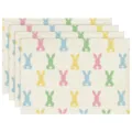 Easter Bunny Linen Placemats Set of 4, Pastel Colored Rabbit Table Mats for Dining Room - Style 12 Placemat