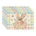 Paashaas Linnen Placemat Set 4 Stuks Waterverf Bloemen Tafelmat Eetkamer Tafeldecoratie - 4-delige set / Stijl 26
