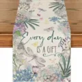 Floral Linen Table Runner Spring Summer Dining Table Cloth Home Party Decoration - Style 23 / 33*183cm