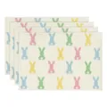 Paashaas linnen placemat set tafelkleed pastel feestelijk eettafel decoratie - 4-delige set / Stijl 28