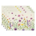 Linen floral placemats set spring wildflower table mats decorative fabric dining table decor - Style 6 Placemat / 30*45cm