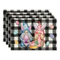 Paasei gnomo linnen placemat zwart wit ruit konijn tafelmat warmte isolatie kussen goed! - 4-delige set / Stijl 31