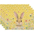 Paashaas Linnen Placemat Lente Bloemen Tafelmat Set Decoratieve Eettafel Mat 4st - 4-delige set / Stijl 32