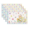 Paashaas ruit placemat, schattige kabouter tafelmat voor feestelijke decoratie. - 4-delige set / Stijl 36