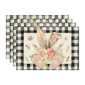 Paashaas Linnen Tafelkleed Zwarte Ruit Tafelmat Eettafel Decoratie Hittebestendige Mat - 4-delige set / Stijl 37