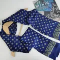 Luxe zijden herensjaal lange retro blauwe elegante stropdas accessoire zakelijke stijl - Paisleypatroon bies