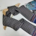Vintage silk long scarf for men, elegant patterned neck accessory, luxury business gift. - Navy Blue Vintage Geometric Pattern