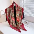 Vintage ethnisch Blumen quadratisch Schal Damen elegant Retro rotes Tuch leichtes Halstuch - Rotes Paisley-Muster